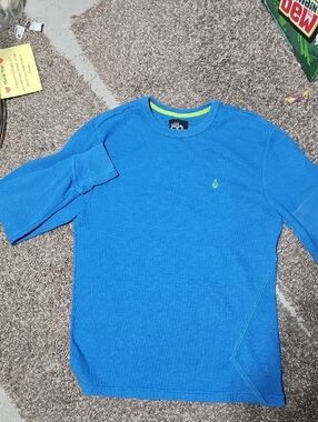 Volcom Bright Blue Long Sleeve Waffle Thermal Top
